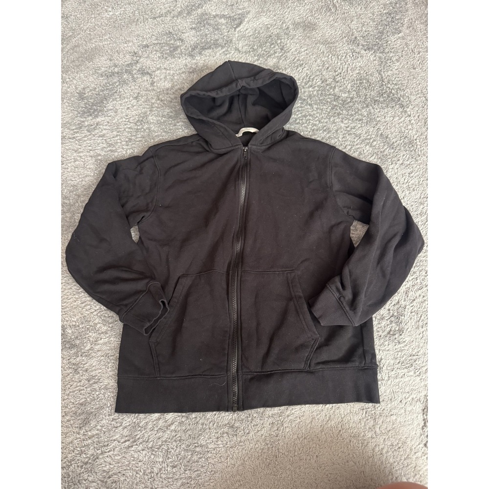 H&M Unisex Kids Basic Zip Up Hoodie 16/18 Black Cotton‎ Blend Sweatshirt